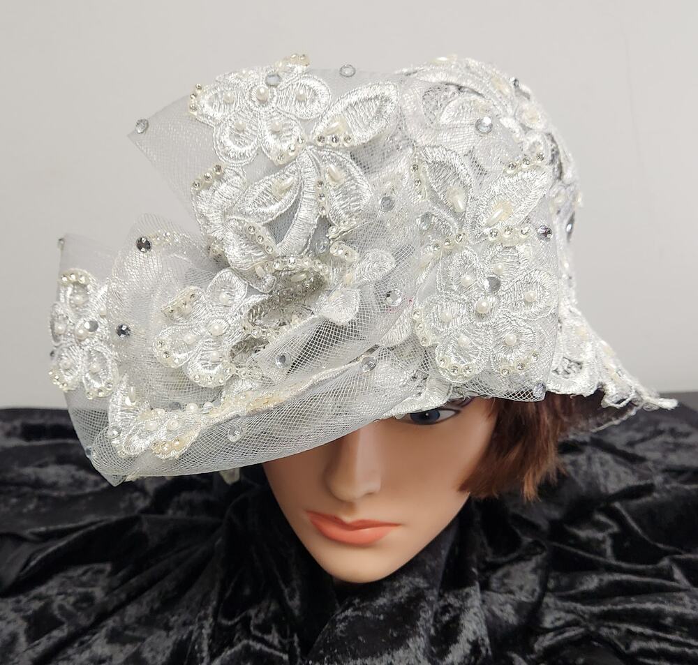 J.F.Y Collection New York Silver Womens Couture Hat